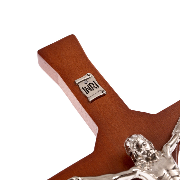 Croce classica di faggio da parete, colore  marrone 30x14x1,8 cm