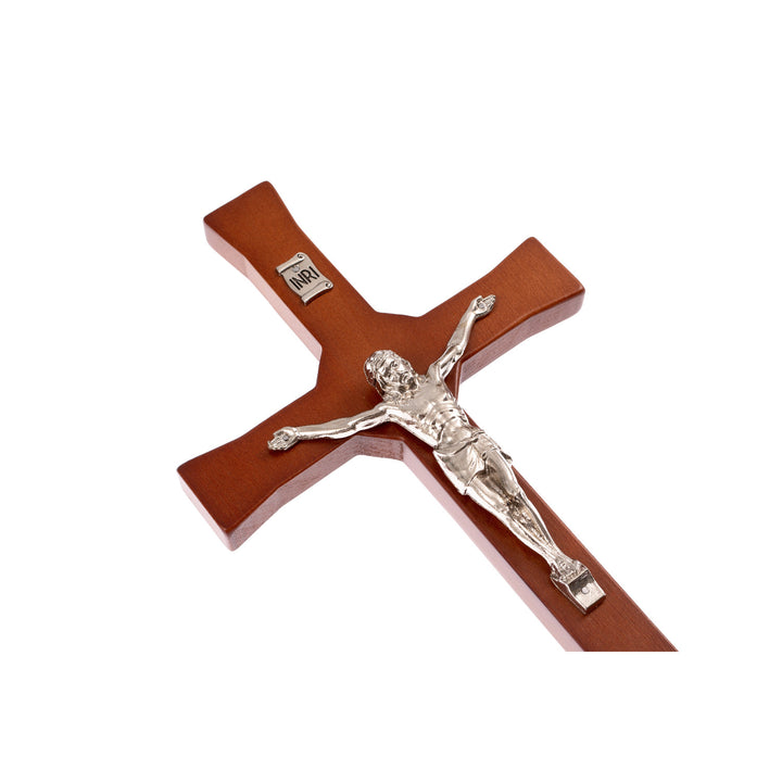 Croce classica di faggio da parete, colore marrone 42x18x1,8cm
