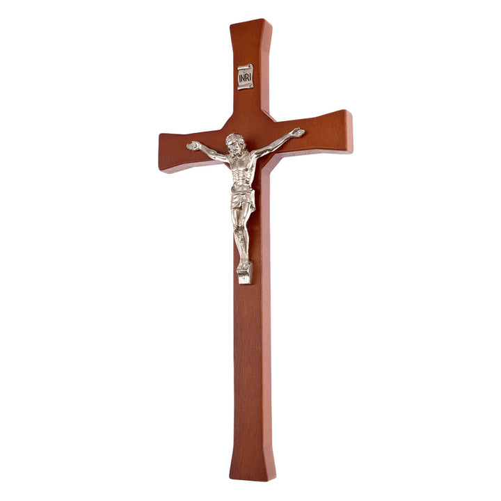 Croce classica di faggio da parete, colore marrone 42x18x1,8cm