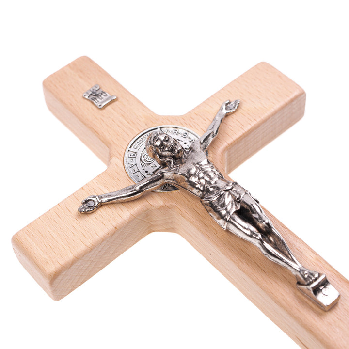 Croce di legno di San Benedetto, colore legno naturale 18x10x1,8cm