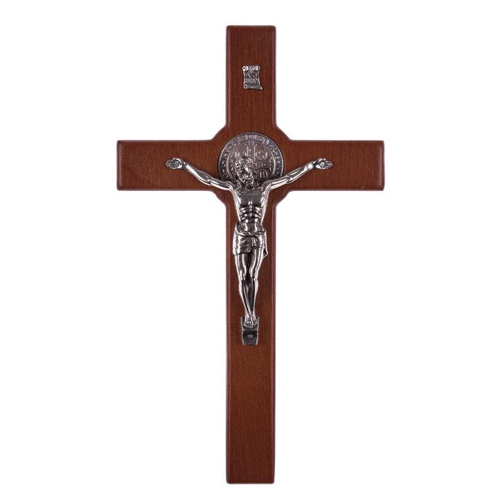 Croce di San Benedetto in legno con pasqua, colore marrone  18x10x1,8cm
