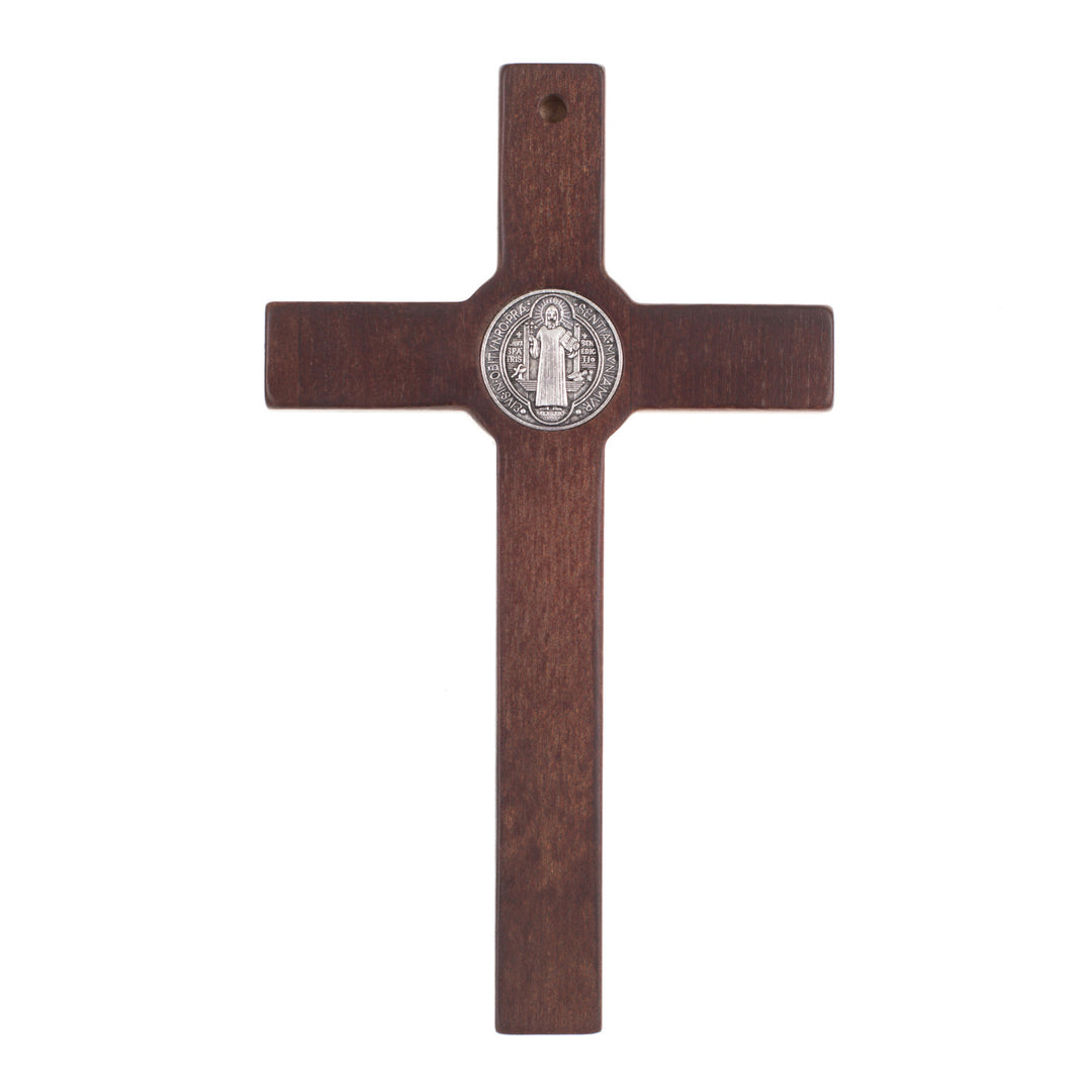 Croce di San Benedetto in legno, colore marrone 22x12x1,8cm
