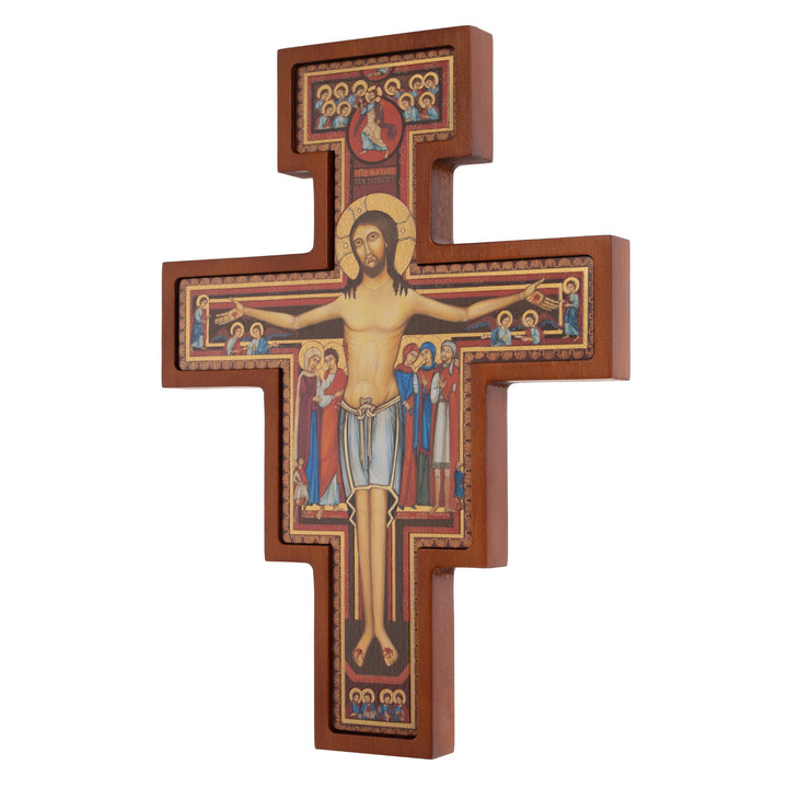 Croce di legno di San Damiano - Croce di San Francesco marrone 28x20x1,8cm