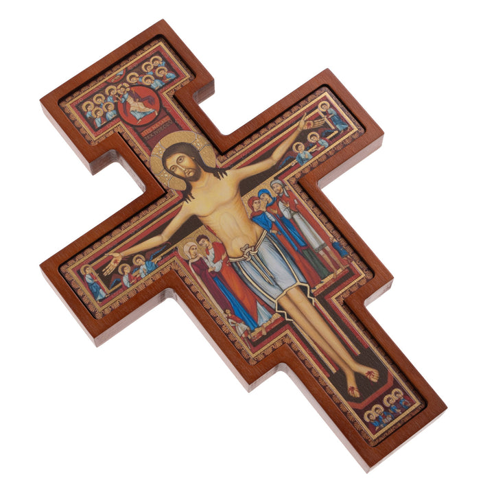 Croce di legno di San Damiano - Croce di San Francesco marrone 28x20x1,8cm