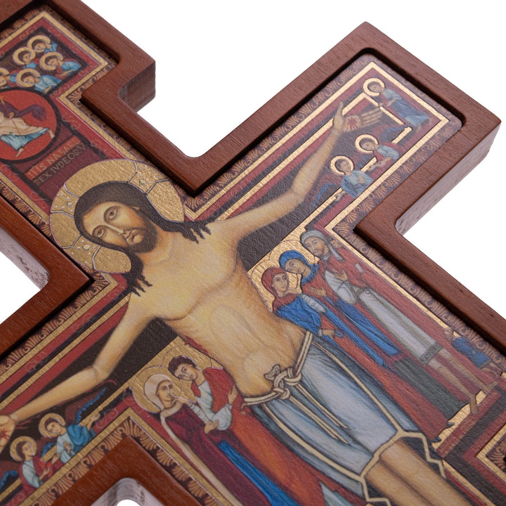 Croce di legno di San Damiano - Croce di San Francesco marrone 28x20x1,8cm