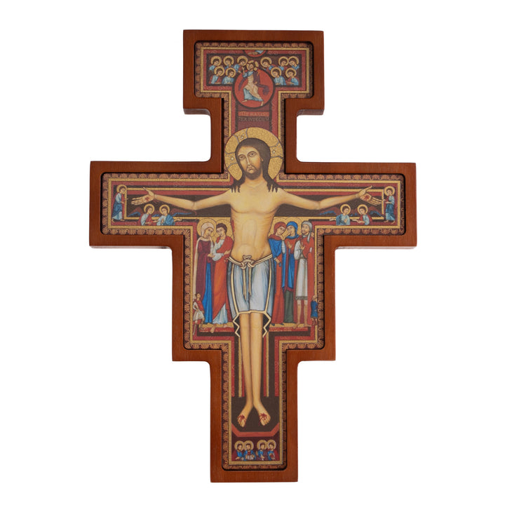 Croce di legno di San Damiano - Croce di San Francesco marrone 28x20x1,8cm
