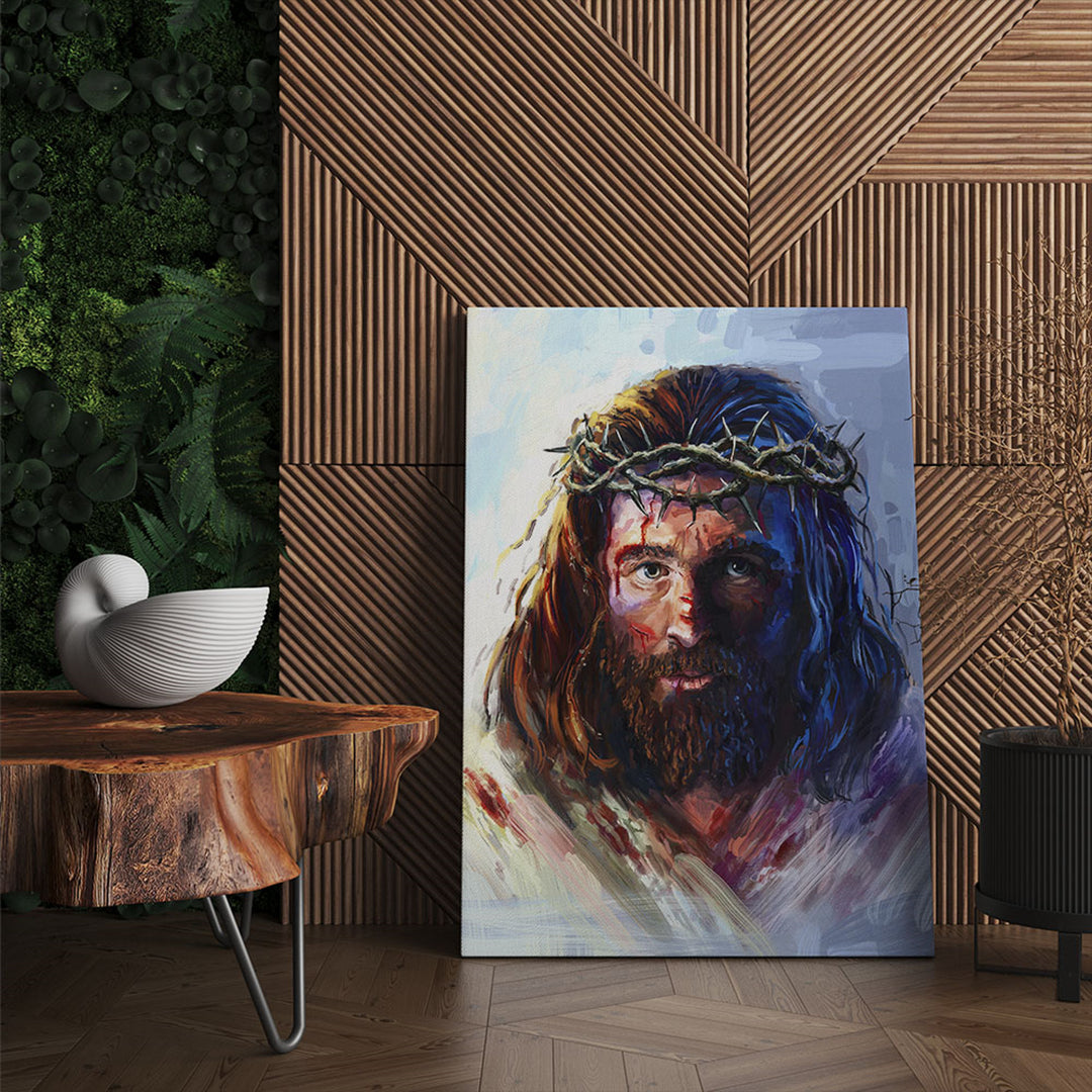 Quadro su tela Gesù Cristo con la corona di spine 20x30cm