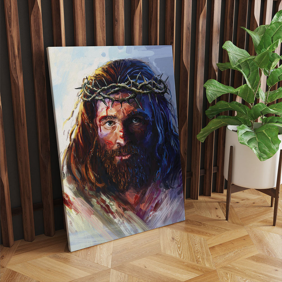 Quadro su tela Gesù Cristo con la corona di spine 40x60cm