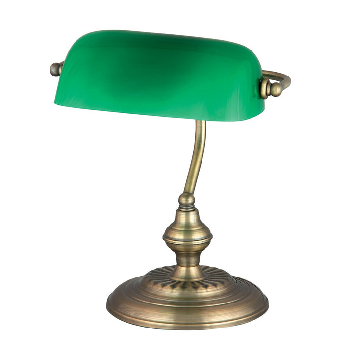 RABALUX BANK 4038 lampada da tavolo in metallo con paralume in vetro verde