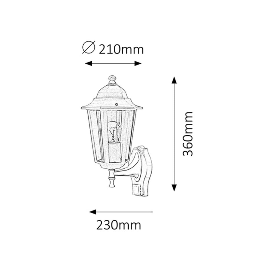 Rabalux Velence lampada da parete con filettatura E27 da 60 W con sensore di movimento. Grado di protezione IP43.