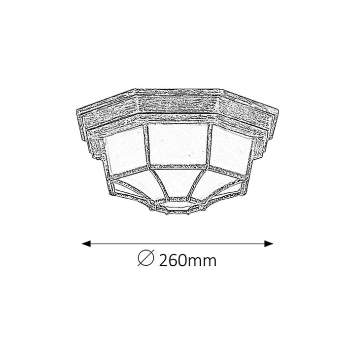 RABALUX MILANO LAMPADA DA SOFFITTO PER ESTERNI 8376 DIFFUSORE IN METALLO E VETRO