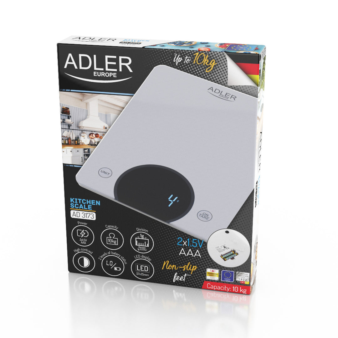 Adler AD 3173s Bilancia da cucina fino a 10 kg LED Dimensioni 20 x 16 cm