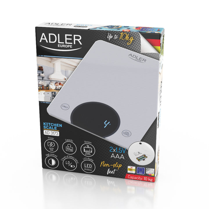 Adler AD 3173s Bilancia da cucina fino a 10 kg LED Dimensioni 20 x 16 cm