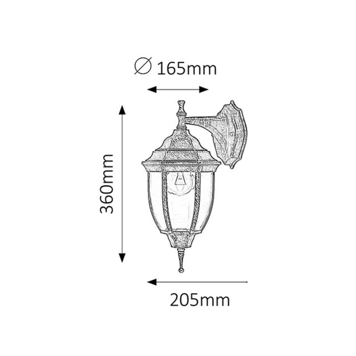 Rabalux Nizza 8451 oro antico E27 60W IP43 lampada da parete. Perfetta per il giardino, la terrazza e non solo.