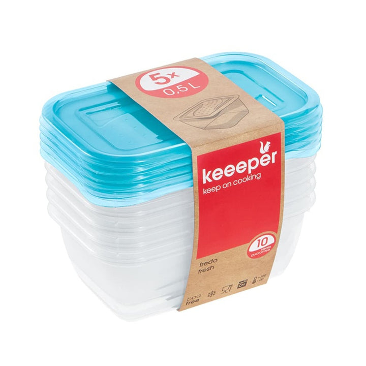 Set di 5 contenitori per alimenti da 0,5 l Keeeper Fredo Fresh