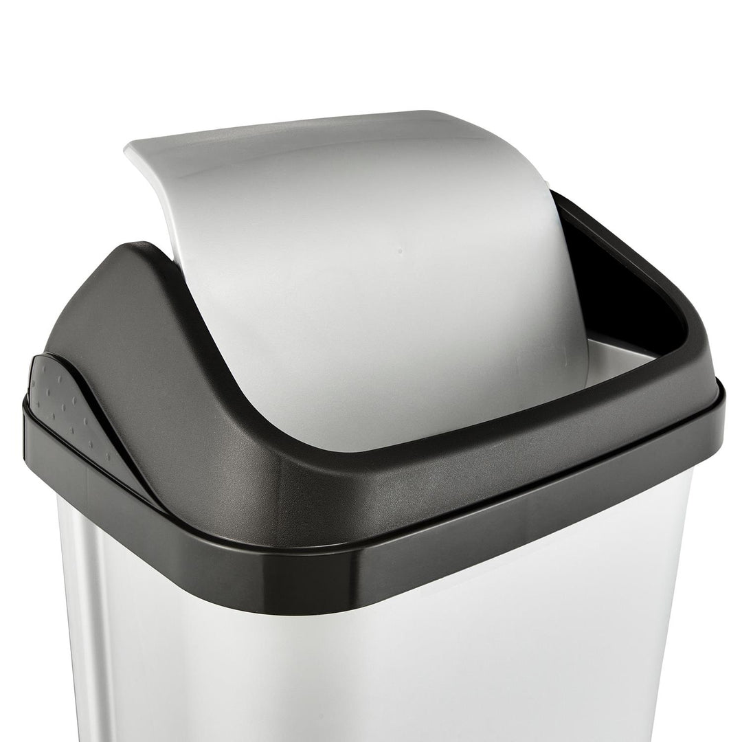 Cestino con coperchio girevole argento chiaro 25l Keeeper