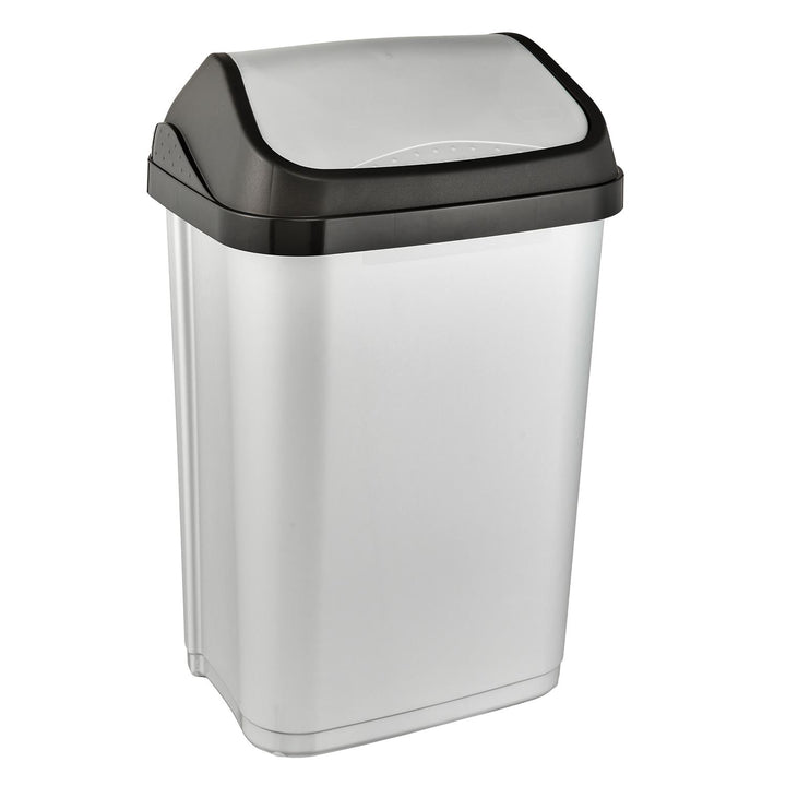Cestino con coperchio girevole argento chiaro 25l Keeeper