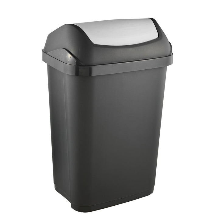 Cestino con coperchio girevole coperchio grafite 25l Keeeper