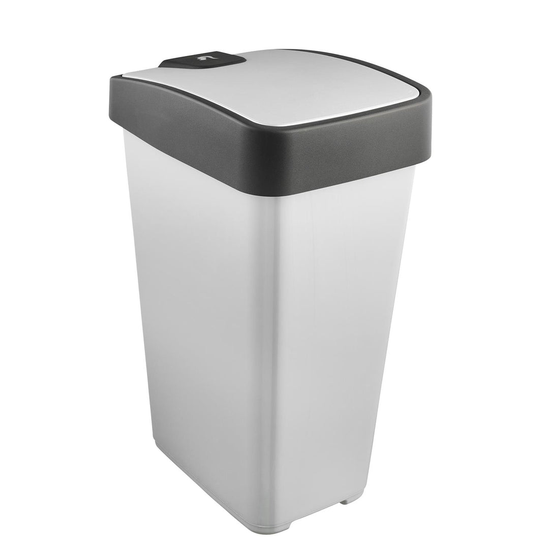 Pattumiera con coperchio a pressione 45l argento chiaro Keeeper