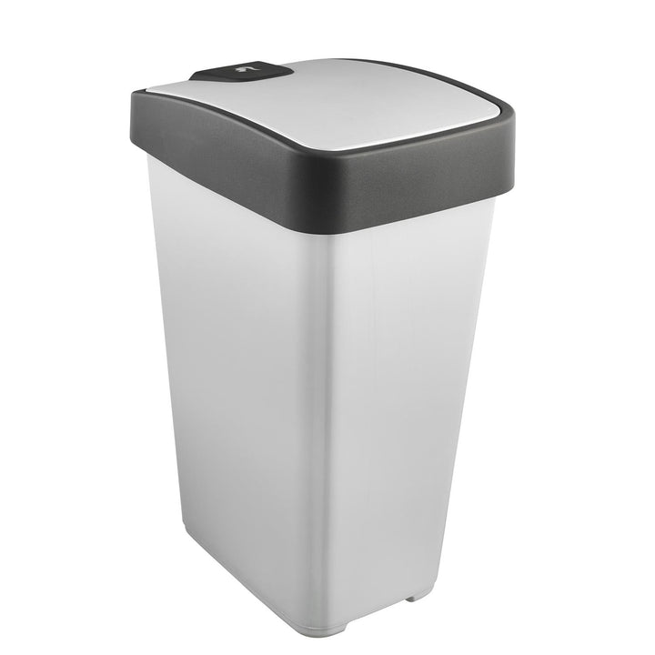 Pattumiera con coperchio a pressione 45l argento chiaro Keeeper