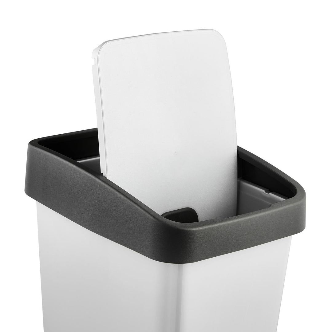 Pattumiera con coperchio a pressione 45l argento chiaro Keeeper