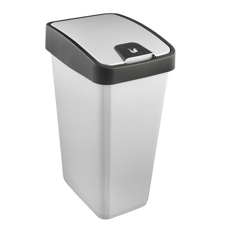 Pattumiera con coperchio a pressione 45l argento chiaro Keeeper