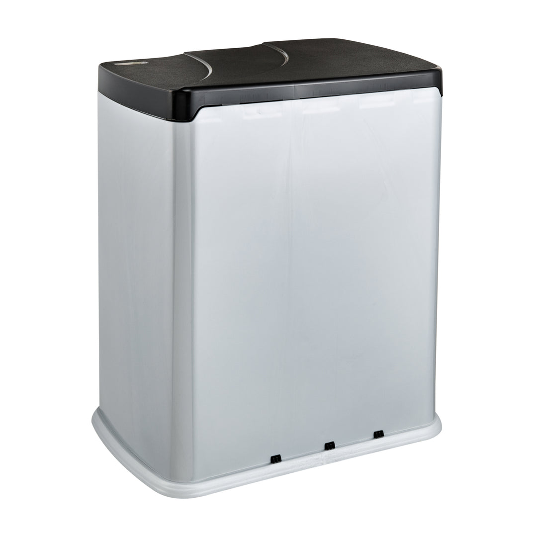 Pattumiera a pedale Keeper Gunnar con capacità di 7 L + 15 L in argento, realizzato in plastica di alta qualità. Adatto, tra l'altro, per la raccolta differenziata dei rifiuti in casa e in ufficio.