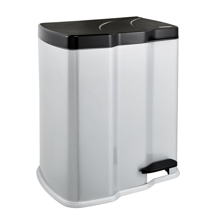 Pattumiera a pedale Keeper Gunnar con capacità di 7 L + 15 L in argento, realizzato in plastica di alta qualità. Adatto, tra l'altro, per la raccolta differenziata dei rifiuti in casa e in ufficio.