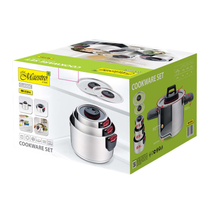 Maestro MR-3530-6 Set di pentole 6 pezzi in acciaio inox Materiale del manico in plastica