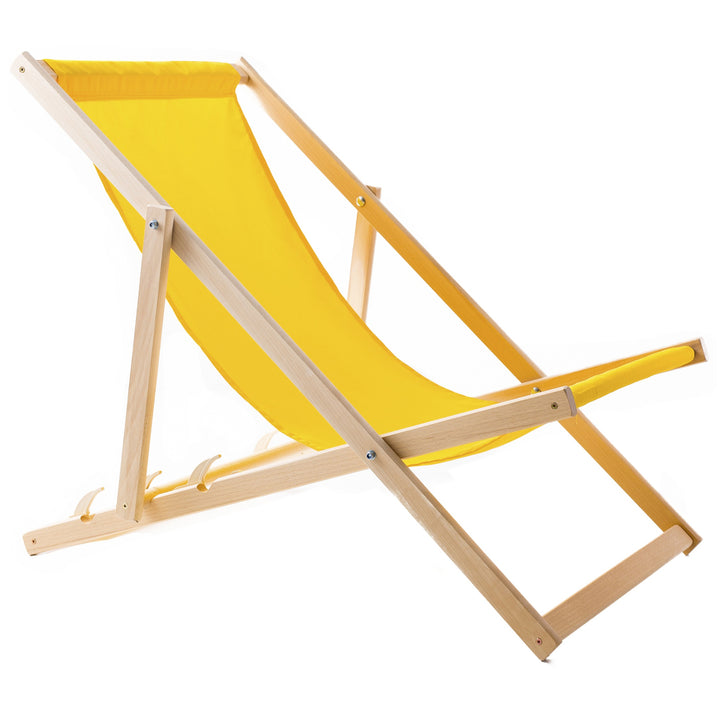 WOODOK Lettino da spiaggia in legno di faggio da giardino giallo