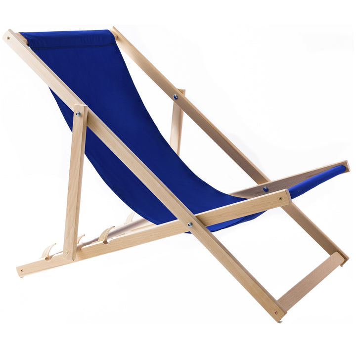 WOODOK lettino da spiaggia in legno di faggio da giardino colore  blu