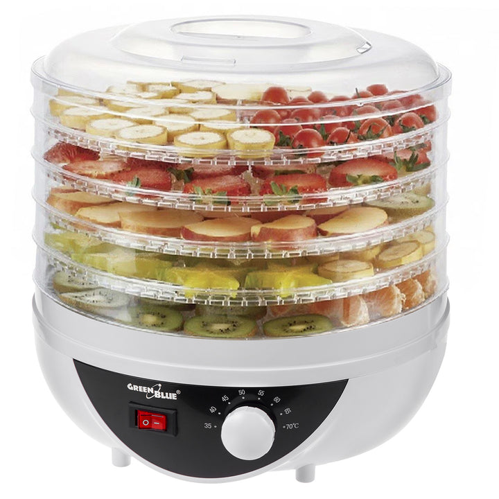 GreenBlue Essiccatore per funghi, verdure e frutta , 250W, extra silenzioso, 5 Vassoi, GB195