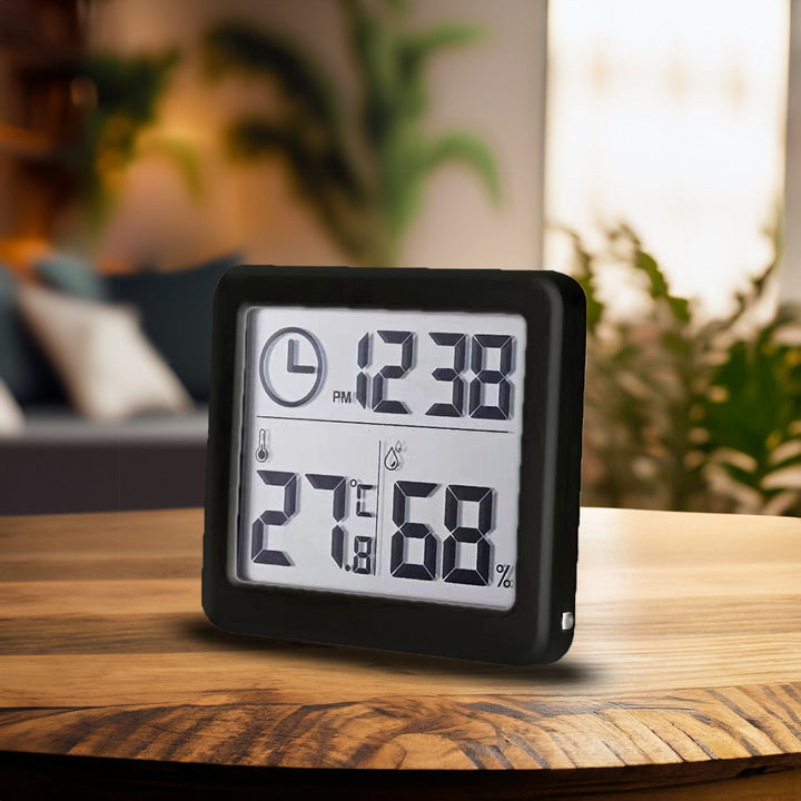 Stazione meteo Termometro/igrometro con funzione orologio, GreenBlue, nero, GB384B