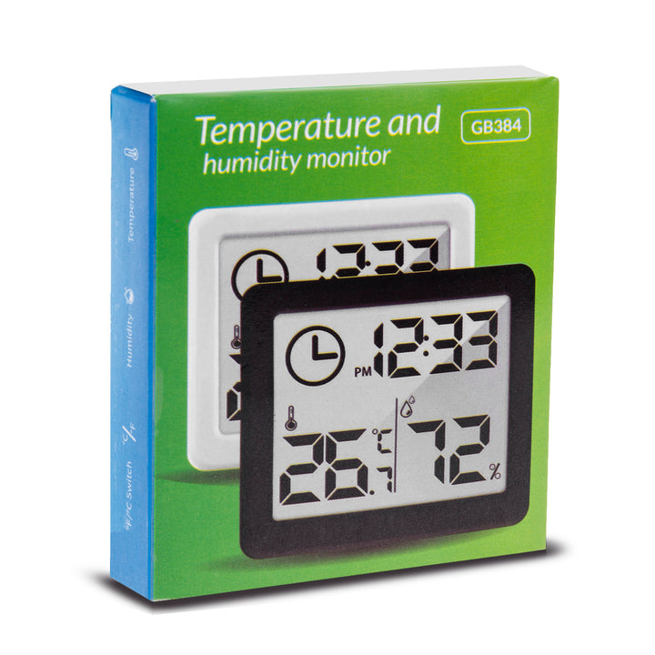 Stazione meteo Termometro/igrometro con funzione orologio, GreenBlue, nero, GB384B