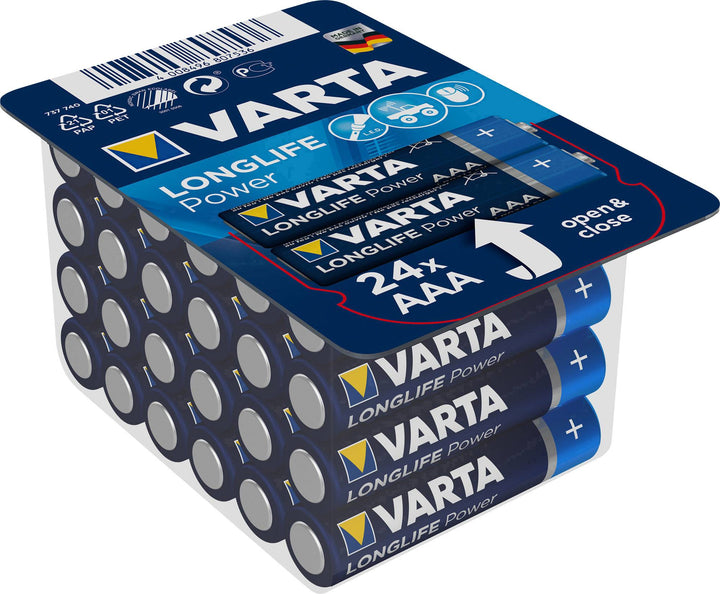 Set di batterie alcaline Varta Longlife Power, 24x R-03 LR3 AAA + 24x R-06 LR6 AA