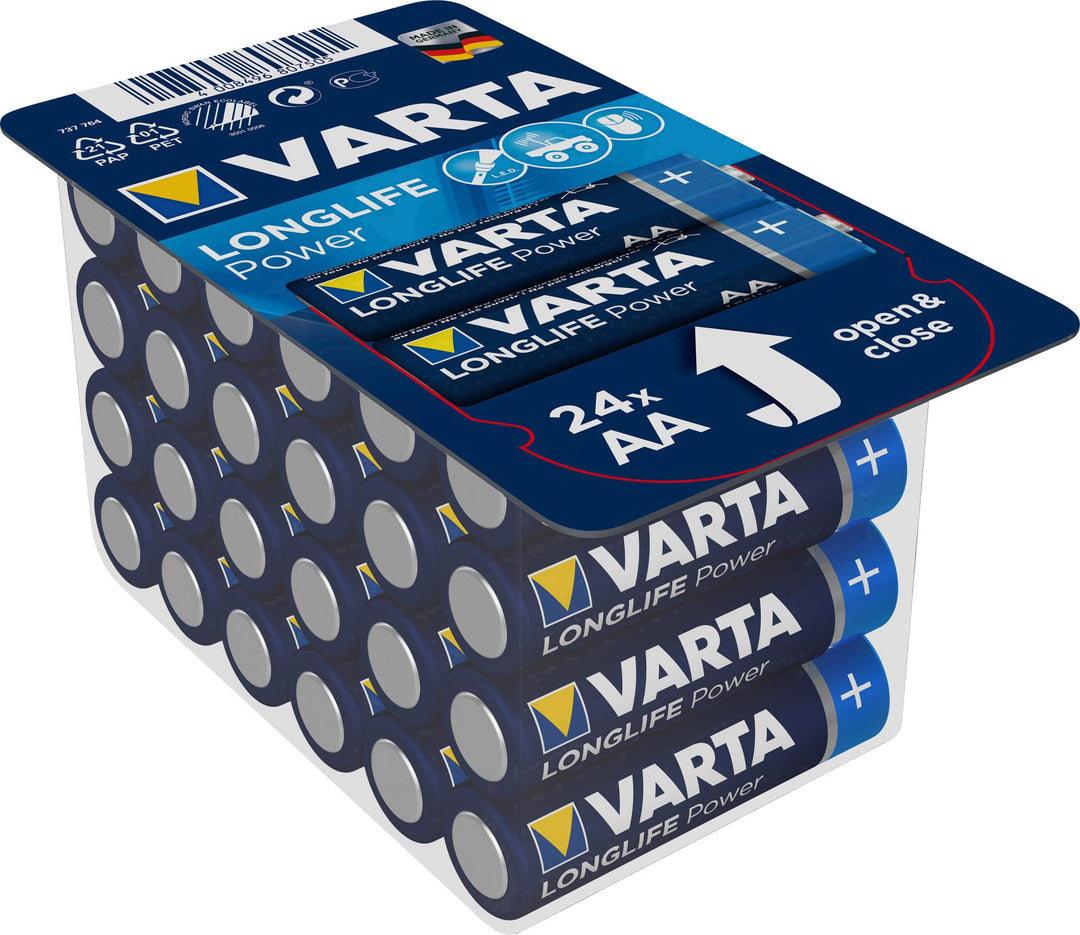 Set di batterie alcaline Varta Longlife Power, 24x R-03 LR3 AAA + 24x R-06 LR6 AA