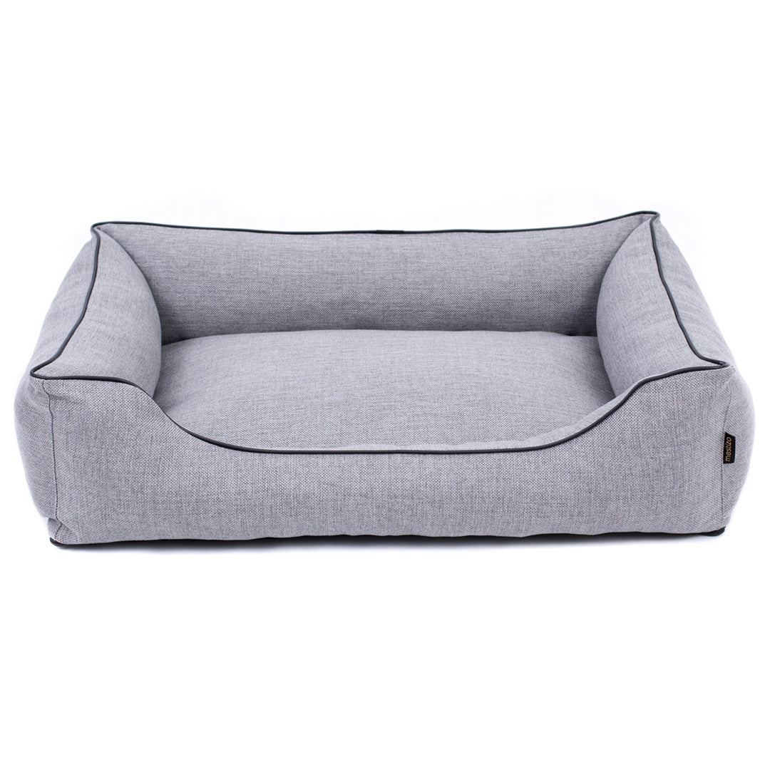 Mestizo Mallorca Comfort Pet Bed Cestino per cani Divano per cani in tessuto resistente (Dimensioni esterne: 80x60cm / Dimensioni interne: 56x40cm, Grigio chiaro/Nero)