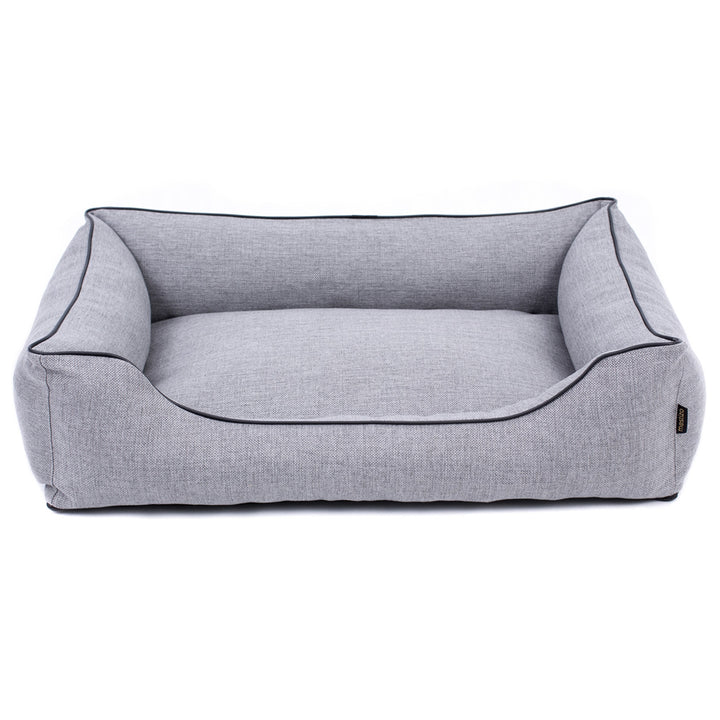 Mestizo Mallorca Comfort Pet Bed Cestino per cani Divano per cani in tessuto resistente (Dimensioni esterne: 80x60cm / Dimensioni interne: 56x40cm, Grigio chiaro/Nero)
