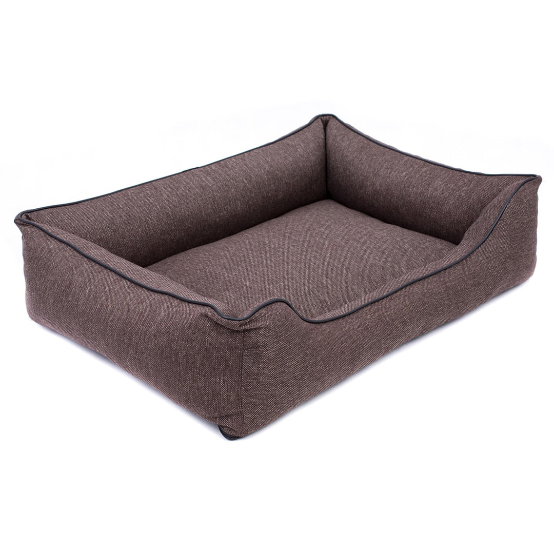 Mestizo Mallorca Comfort Pet Bed Letto per cani Divano per cani in tessuto resistente (Dimensioni esterne: 100x75cm / Dimensioni interne: 70x53cm, Marrone/Nero)