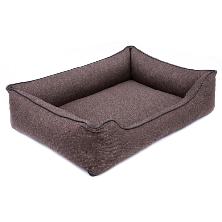 Mestizo Mallorca Comfort Pet Bed Letto per cani Divano per cani in tessuto resistente (Dimensioni esterne: 100x75cm / Dimensioni interne: 70x53cm, Marrone/Nero)
