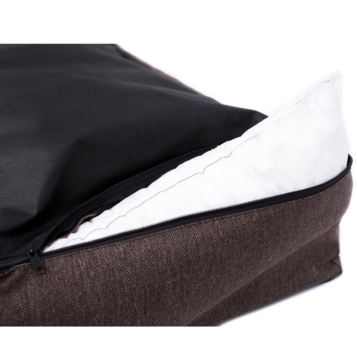 Mestizo Mallorca Comfort Pet Bed Letto per cani Divano per cani in tessuto resistente (Dimensioni esterne: 100x75cm / Dimensioni interne: 70x53cm, Marrone/Nero)