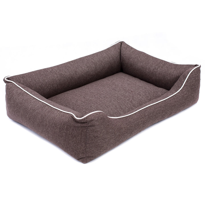 Mestizo Mallorca Comfort Pet Bed Letto per cani Divano per cani in tessuto resistente (Dimensioni esterne: 100x75cm / Dimensioni interne: 70x53cm, Marrone/Bianco)