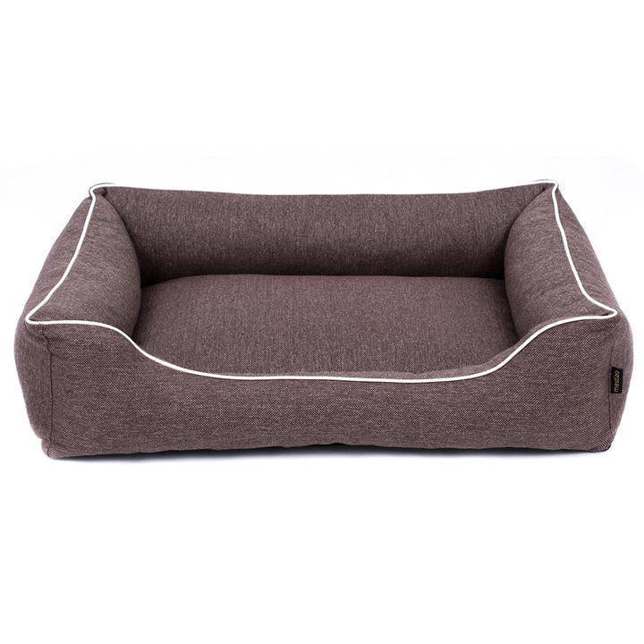 Mestizo Mallorca Comfort Pet Bed Letto per cani Divano per cani in tessuto resistente (Dimensioni esterne: 100x75cm / Dimensioni interne: 70x53cm, Marrone/Bianco)