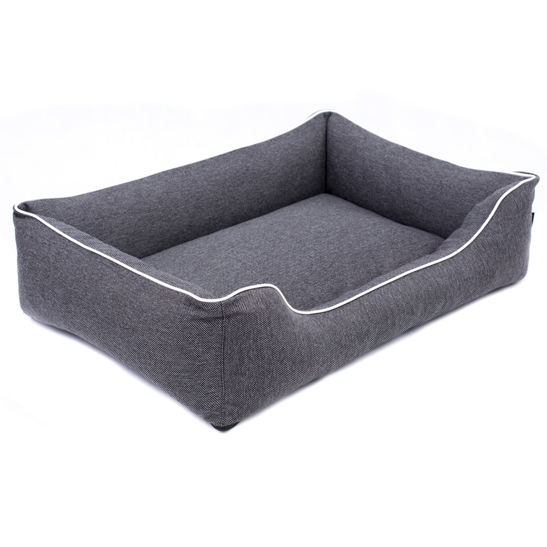 Mestizo Mallorca Comfort Pet Bed Letto per cani Divano per cani in tessuto resistente (Dimensioni esterne: 100x75cm / Dimensioni interne: 70x53cm, Grigio scuro/Bianco)