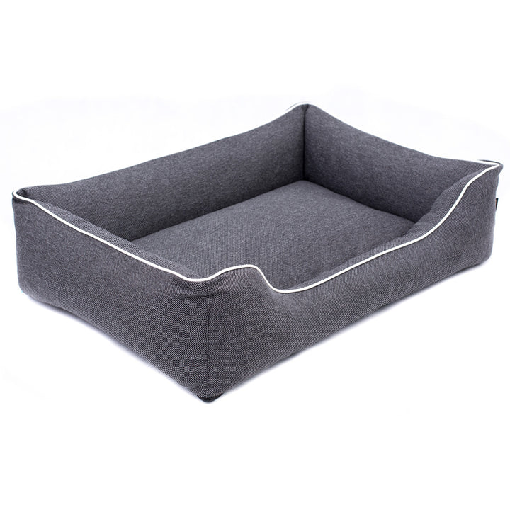 Mestizo Mallorca Comfort Pet Bed Letto per cani Divano per cani in tessuto resistente (Dimensioni esterne: 100x75cm / Dimensioni interne: 70x53cm, Grigio scuro/Bianco)