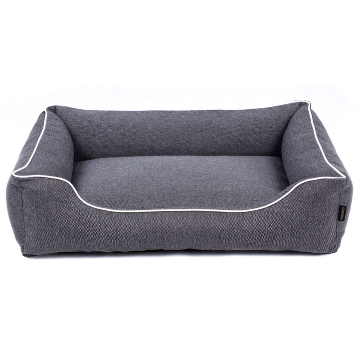 Mestizo Mallorca Comfort Pet Bed Letto per cani Divano per cani in tessuto resistente (Dimensioni esterne: 100x75cm / Dimensioni interne: 70x53cm, Grigio scuro/Bianco)