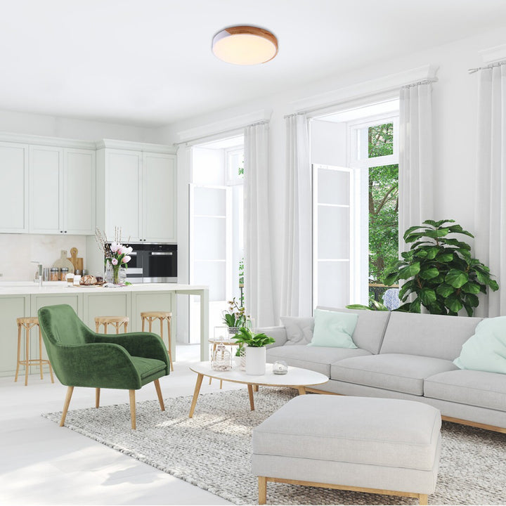 Plafoniera Rabalux Maple 3527 lampada da soffitto bianco opaco 24W in metallo e legno