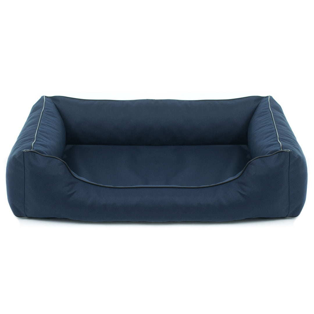 Cuccia ortopedica Valencia per cani in blu navy con finiture nere 65x50 cm