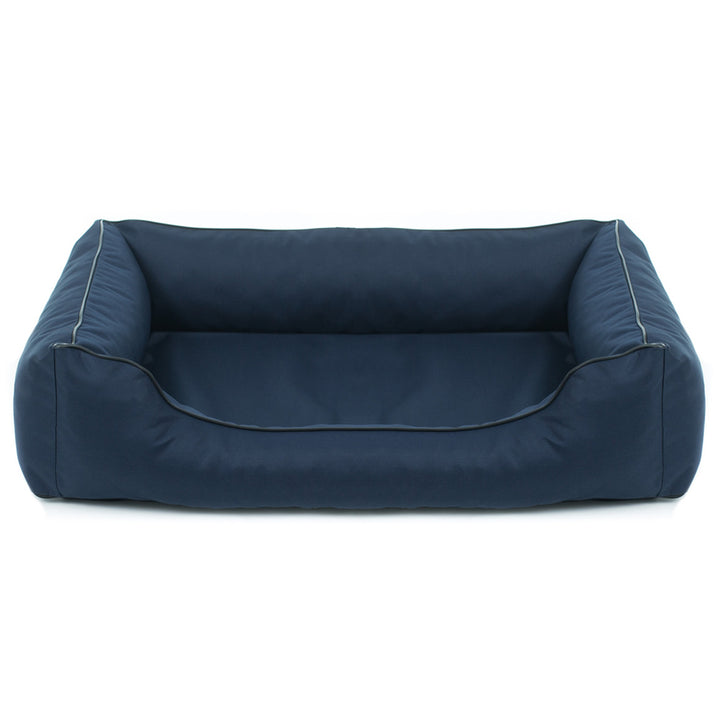 Cuccia ortopedica Valencia per cani in blu navy con finiture nere 65x50 cm