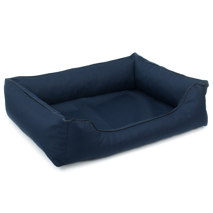 Cuccia ortopedica Valencia per cani in blu navy con finiture nere 65x50 cm
